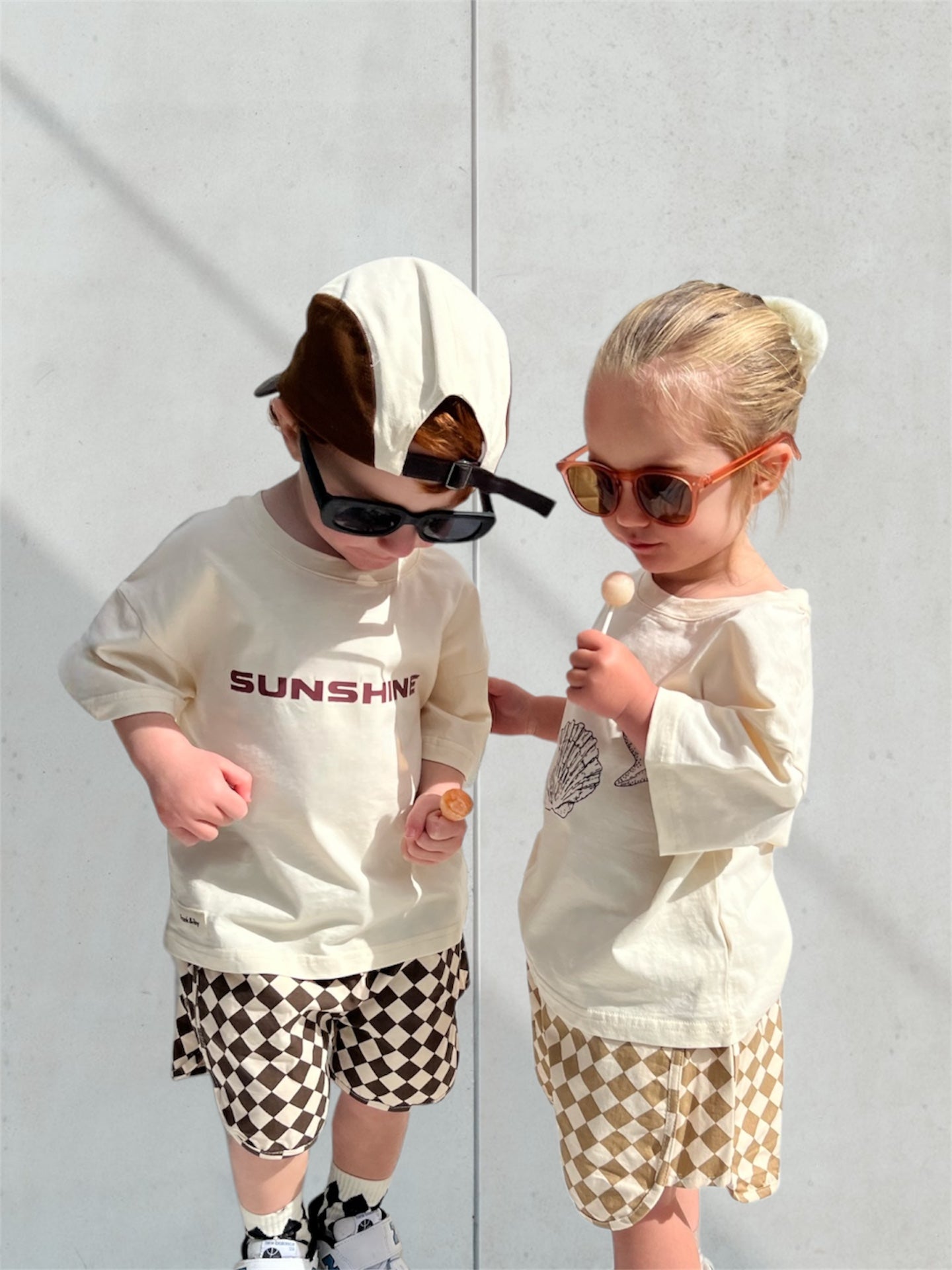 Diamond Check Shorts Chocolate Brown