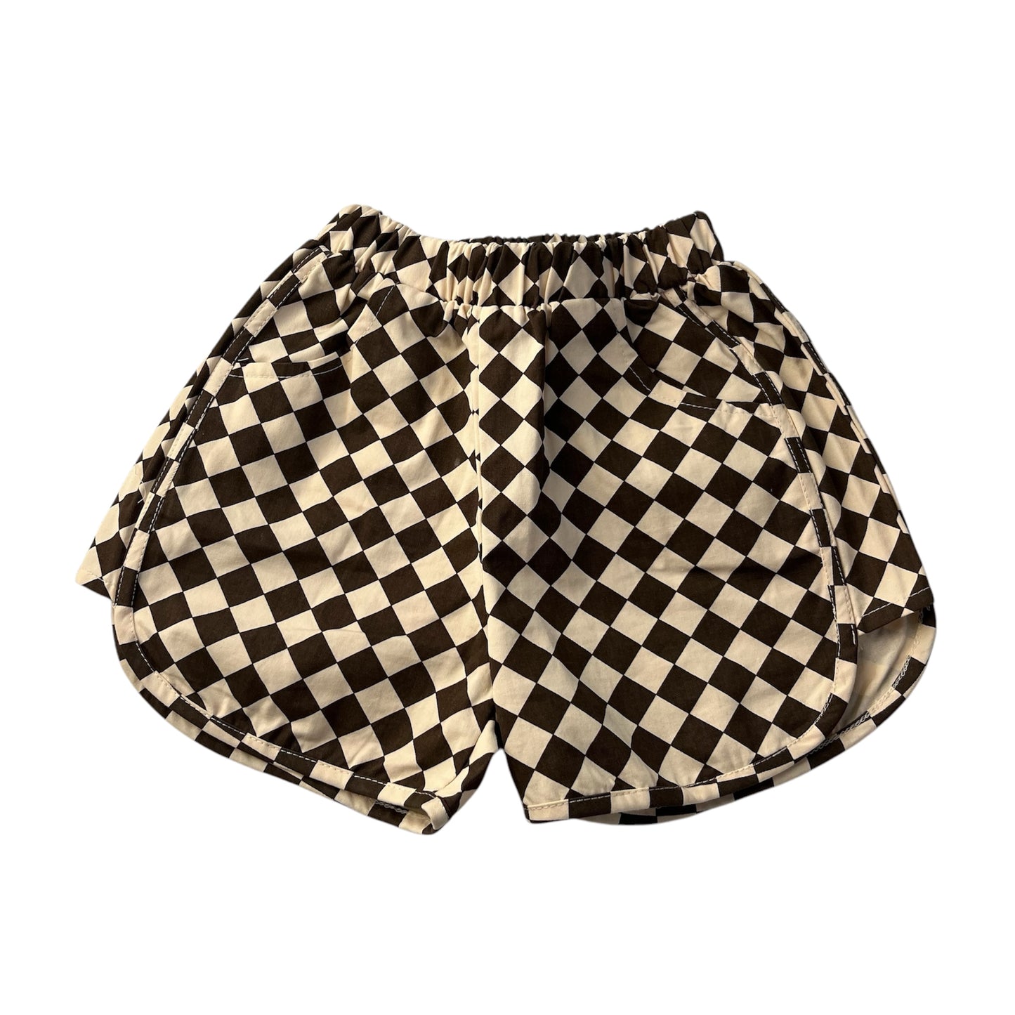 Diamond Check Shorts Chocolate Brown