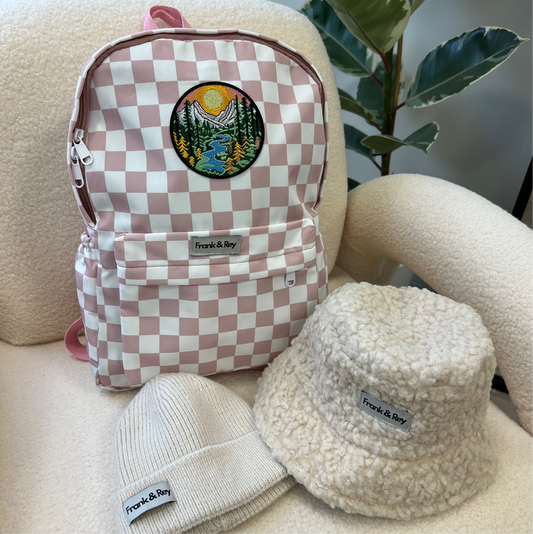 Pink Checkerboard Backpack