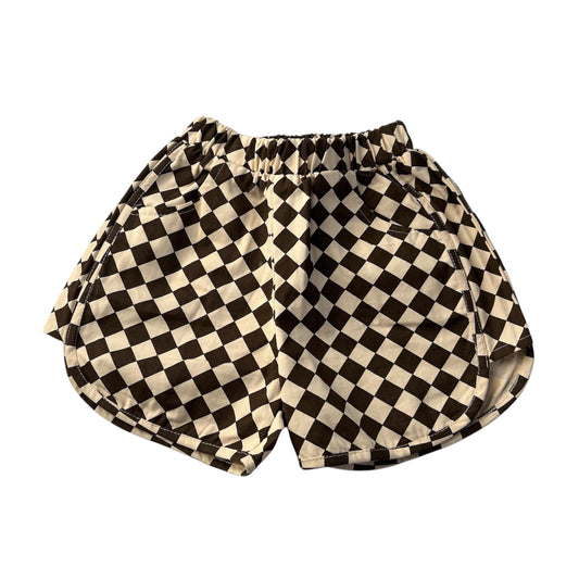 Diamond Check Shorts Chocolate Brown
