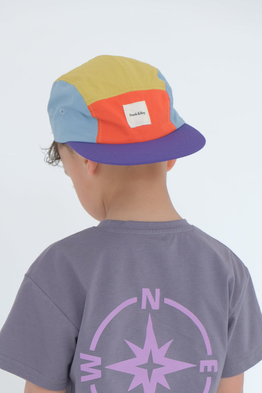 Colour Block 5 Panel Cap - Purple