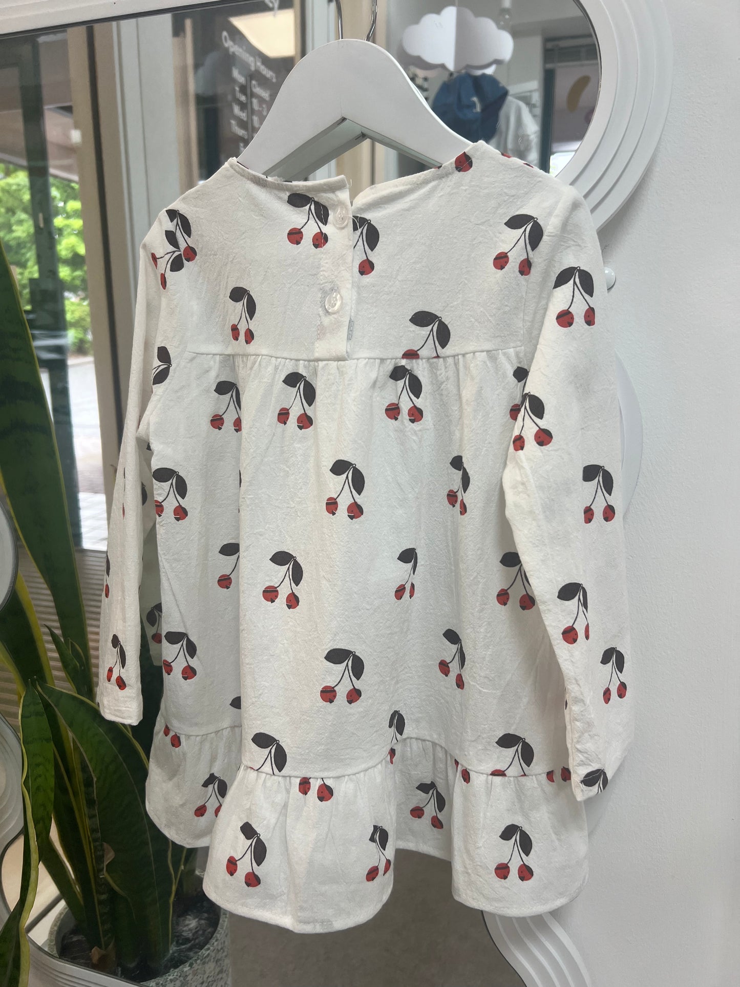 Linen Cherry Print Dress